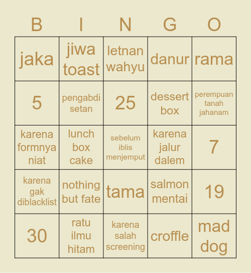 👑 Bingo Card