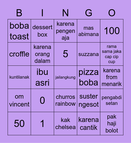 Tata. 🤍 Bingo Card