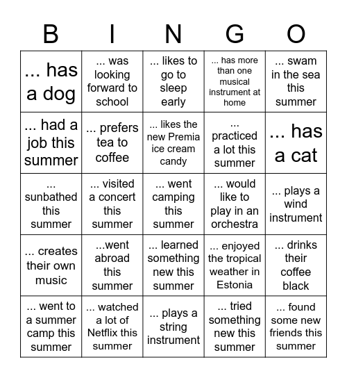 Find someone who... Bingo Card