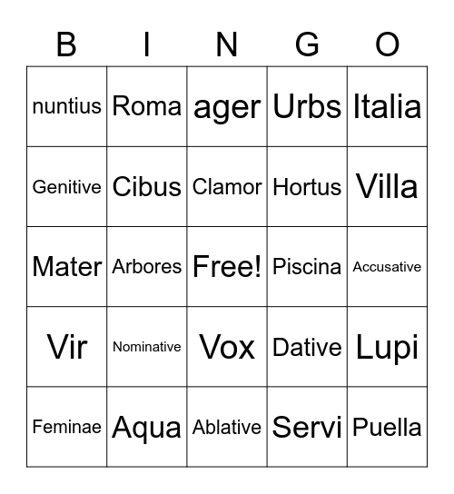 Noun Review - 8 Bingo Card