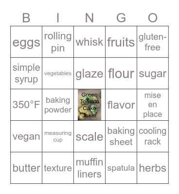 GGB Summer Baking Debrief Celebration Bingo Card