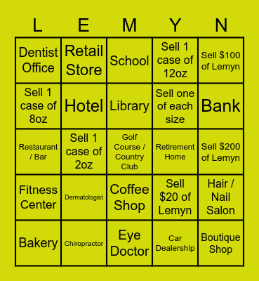 LEMYN SQUARES Bingo Card