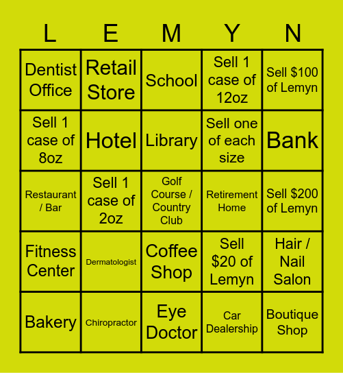 LEMYN SQUARES Bingo Card