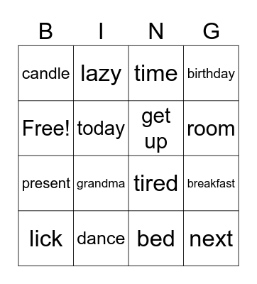 Lazy Mary Bingo Card