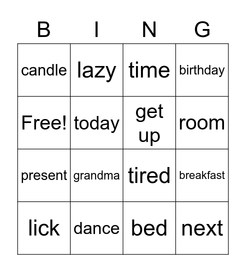 Lazy Mary Bingo Card