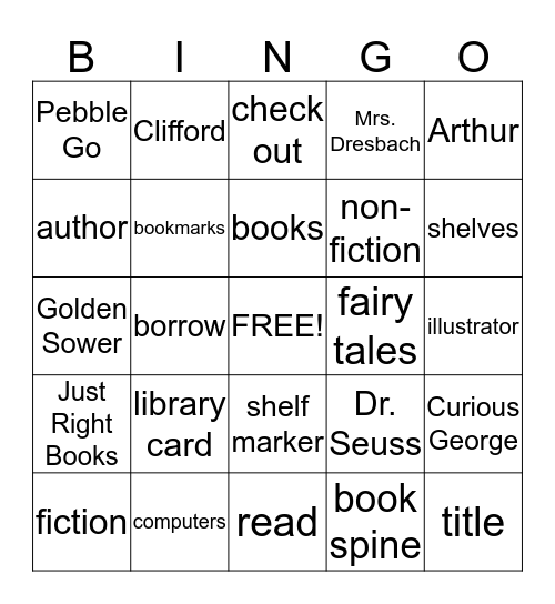 Primary Library Bingo Card