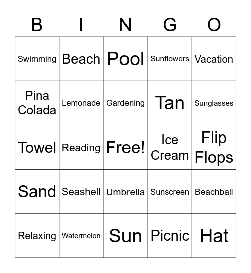 Summer Bingo! Bingo Card