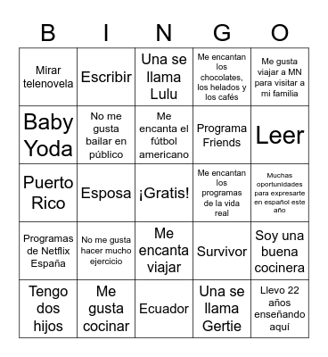 ¿Quién soy? Bingo Card
