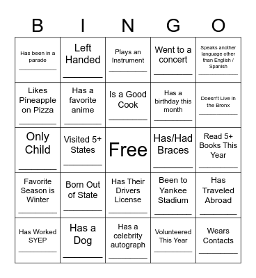 Networking Bingo Card