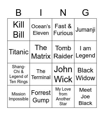 Movies Bingo Card