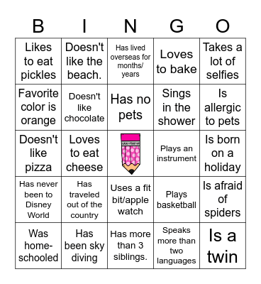 Get to know your peers....Find someone who... Bingo Card