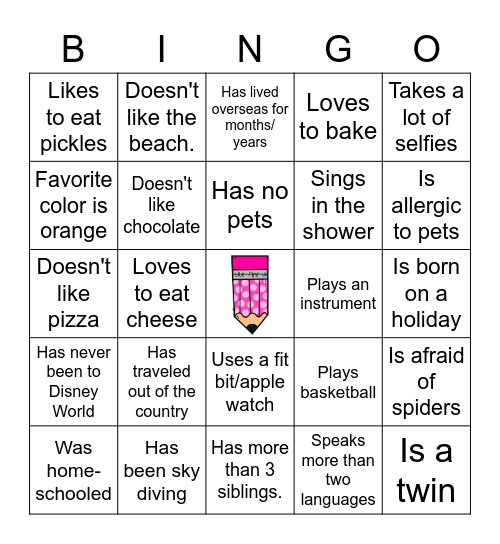 Get to know your peers....Find someone who... Bingo Card