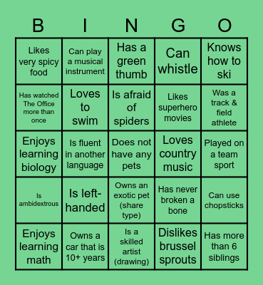 Drew Scholars Bingo Card