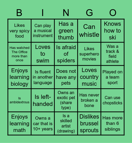 Drew Scholars Bingo Card