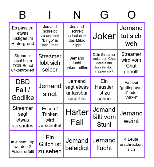 Twitch Clips Germany Bullshit Bingo - by EinfachElmo Bingo Card
