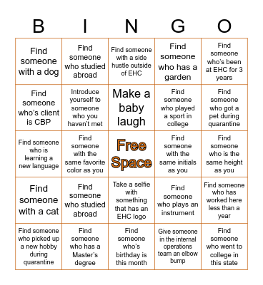 2021 EHC Picnic BINGO Card