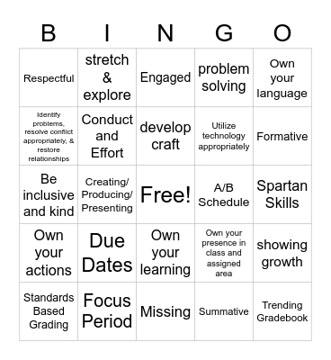 Syllabus Bingo Card