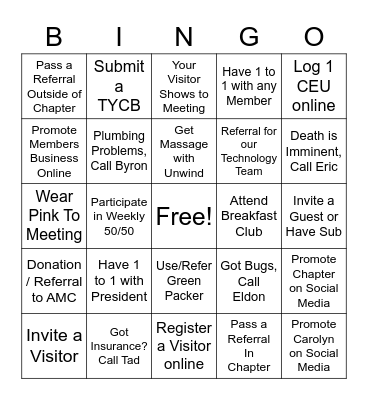 Professional Biz Bingo Card