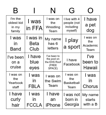 Etowah Reunion Bingo Card