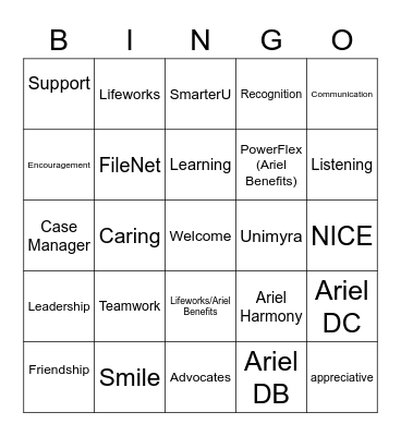 Welcome to LifeWorks BINGO Card