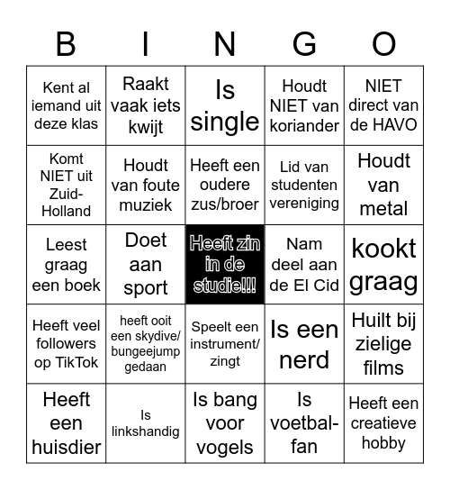 Kennismaken Bingo Card