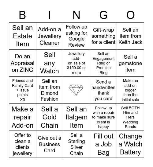 D.C. Taylor Jewellers BINGO Card