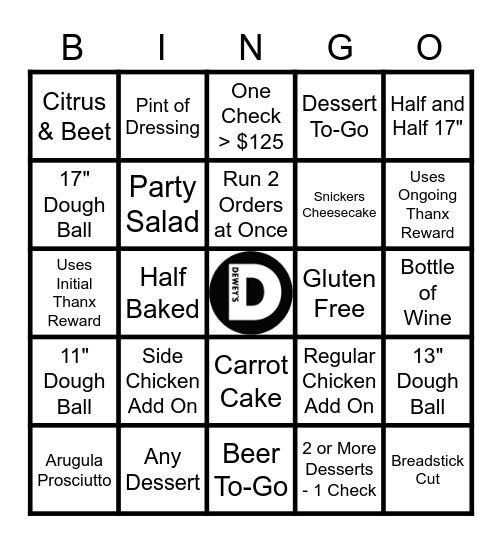 T-Rav's Dewey's Bingo Card