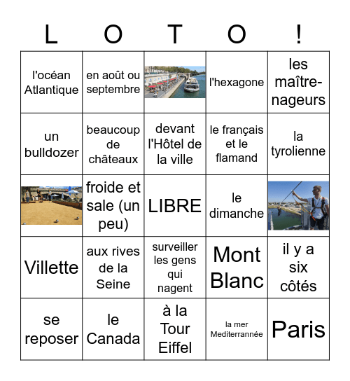 Paris-Plages et la France Bingo Card