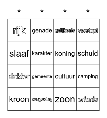 STARTZONDAG Bingo Card