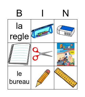 School Objects Bingo Card