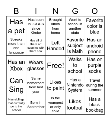 Get To Know Me Bingo Card