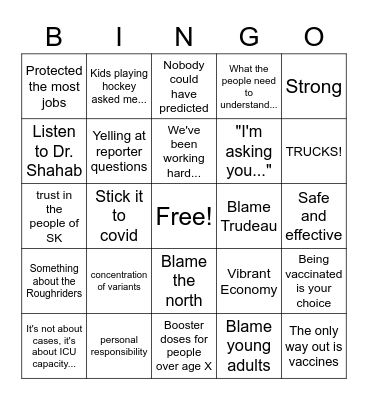 Scott Moe 4th Wave Bingo Card Bingo Card