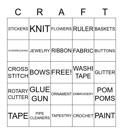 CRAFT BINGO Card