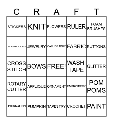 CRAFT BINGO Card