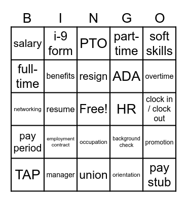 Work Lingo Bingo Card