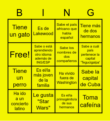 Día 1 Bingo - Español AP Bingo Card