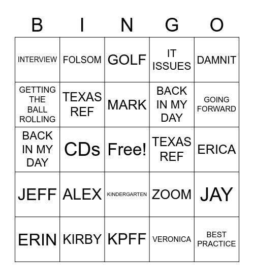 BOSS LINGO BINGO Card