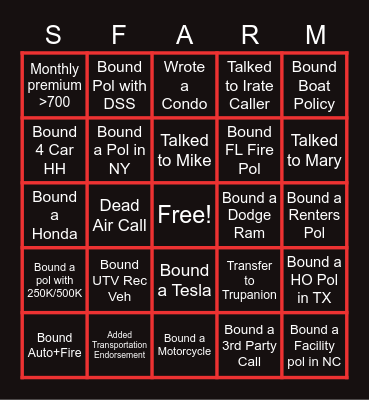 Team AHERN Bingo Card