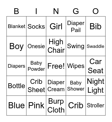 Baby Bingo Card