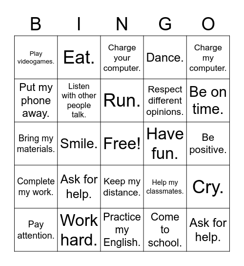 RAMS Bingo Card