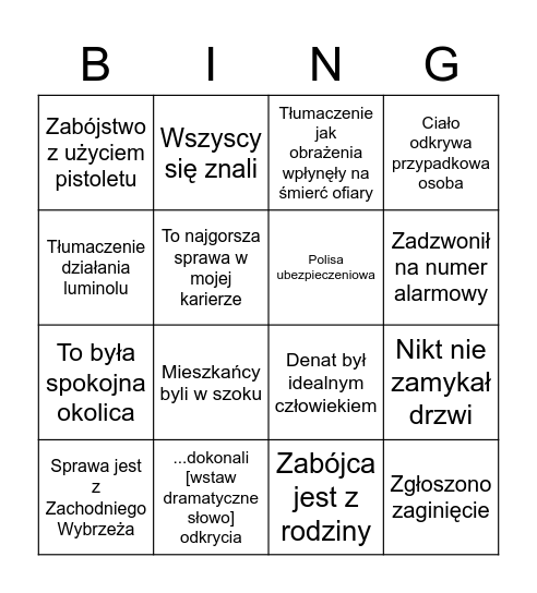 Kryminały Bingo Card
