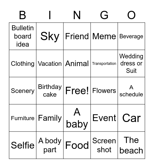 Phone Bingo Bingo Card