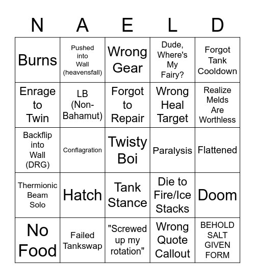 UCoB Bingo Card