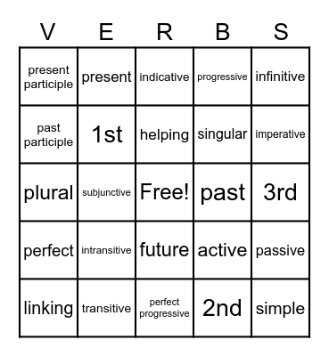 Heart of a Sentence BINGO Card