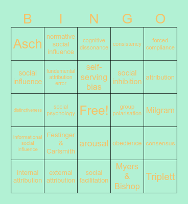 SOCIAL PSYCH 1 BINGO Card