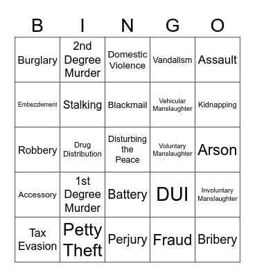 CJ Bingo Card