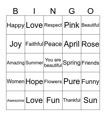 Women Of Hope Bingo Card