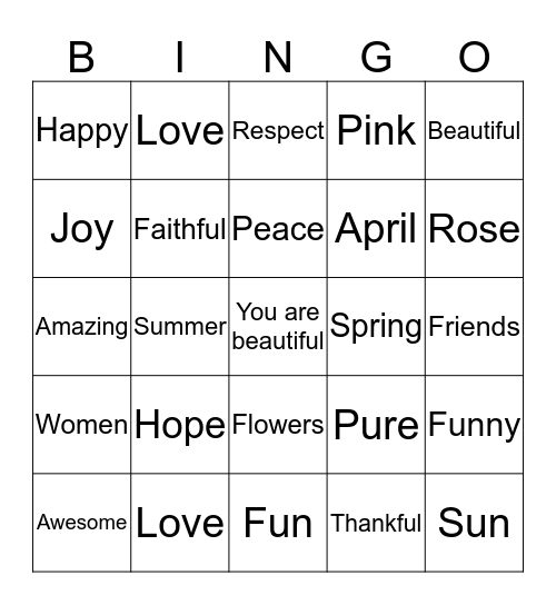 Women Of Hope Bingo Card