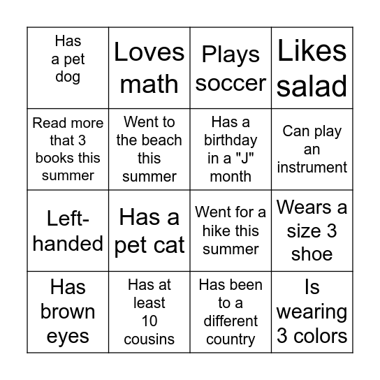 Find Someone Who...BINGO Card