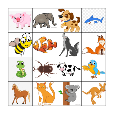 Animal Bingo! Bingo Card